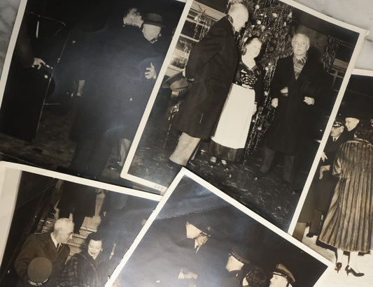Lot 130 - Grouping Of Five Vintage Approximately 8 x 10 Press Photographs Of President Dwight D. "Ike" Eisenhower, Along With Admiral Wright And Wife, General Thorne, And President Of Iceland, Info On Verso