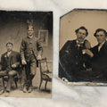 Lot 133 - Grouping Of Four Antique Tintype Photographs Of Men Together, Including Man And Friend Showing Off Watch, And Others