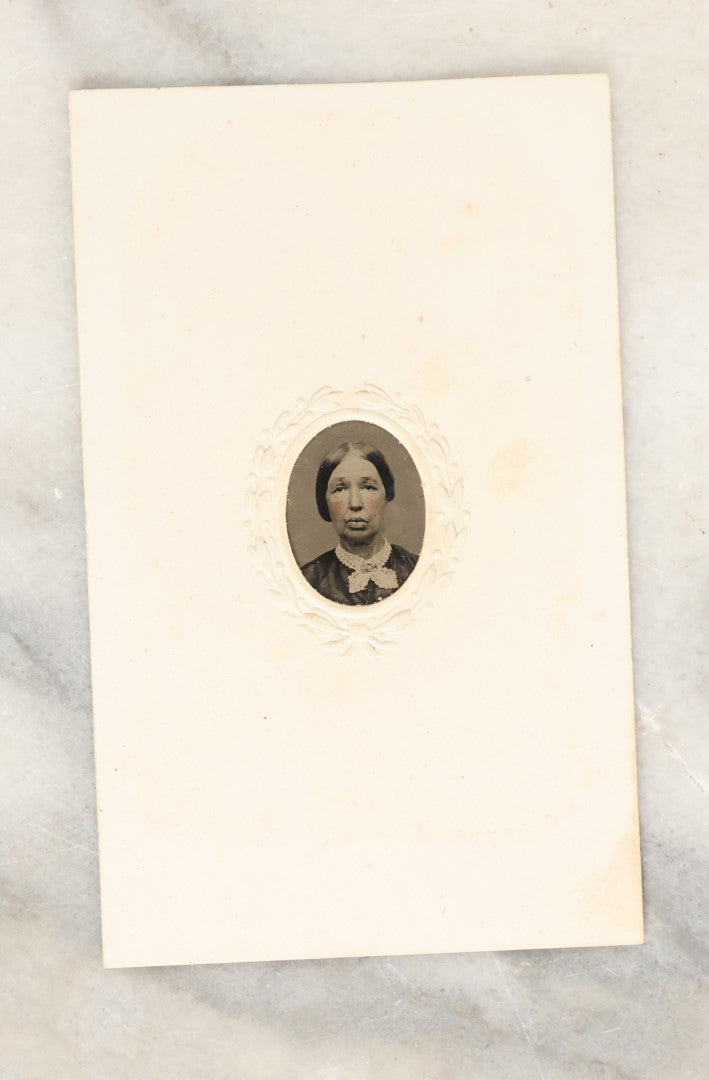 Lot 134 - Grouping Of Seven Antique Gem Size Tintype Photographs In Paper Mats Of Women, Including Young Women, Elderly Women, And Others
