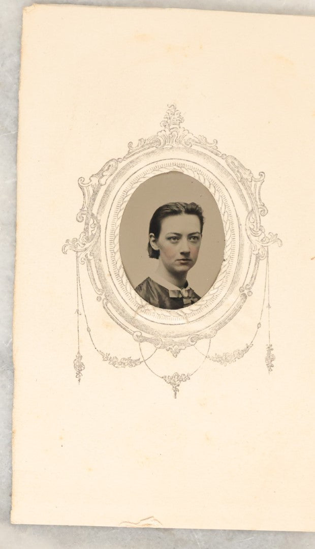 Lot 134 - Grouping Of Seven Antique Gem Size Tintype Photographs In Paper Mats Of Women, Including Young Women, Elderly Women, And Others