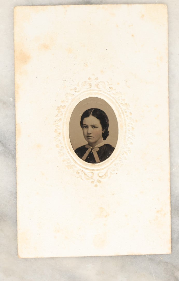 Lot 134 - Grouping Of Seven Antique Gem Size Tintype Photographs In Paper Mats Of Women, Including Young Women, Elderly Women, And Others