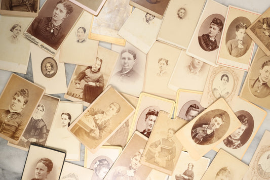 Lot 138 - Grouping Of 35+ Antique Carte De Visite C.D.V. Photographs Of Women And Girls, Including Many With Extravagant Books And Dress, Women Holding Book, Interesting Hairstyles, And More