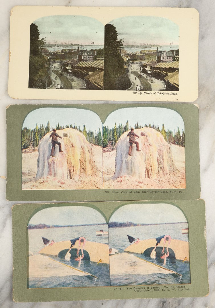 Lot 142 - Grouping Of Nine Antique Stereo Optic Stereo View Cards Depi ...