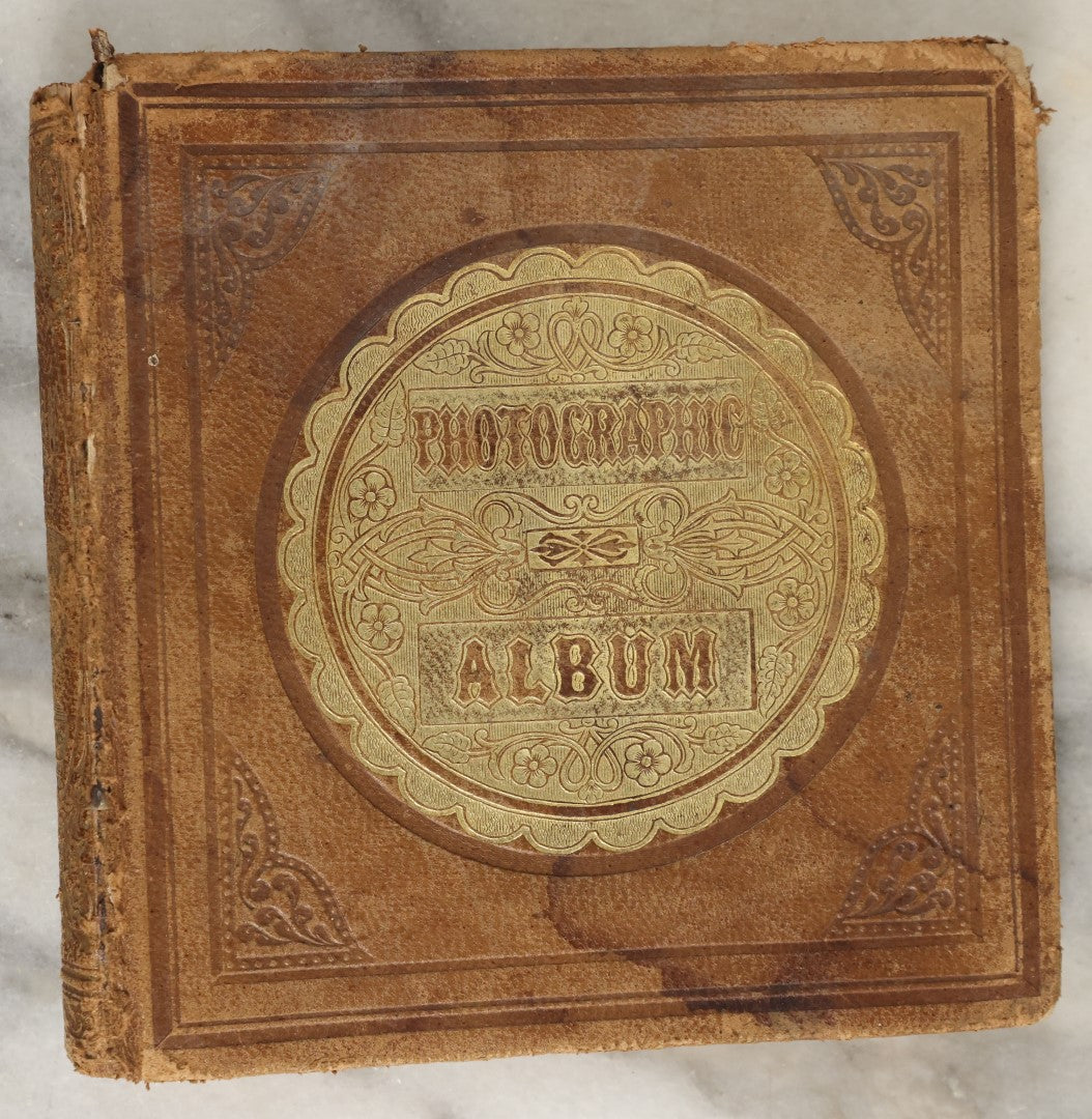 Lot 143 - Sparse Antique "Photographic Album" Leather Photography Album, Gifted To A Little Girl From Her Father Or Grandfather, Dated April 9, 1861, Mostly Empty