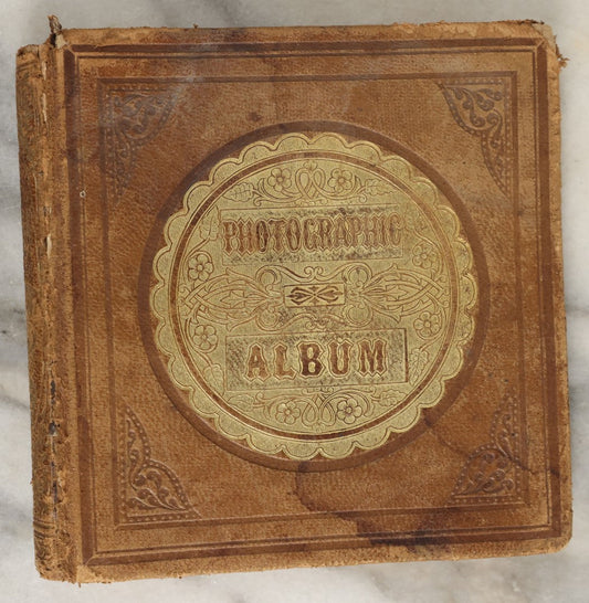 Lot 143 - Sparse Antique "Photographic Album" Leather Photography Album, Gifted To A Little Girl From Her Father Or Grandfather, Dated April 9, 1861, Mostly Empty