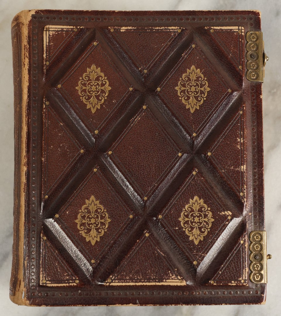 Lot 144 - Antique Photo Album With Gold Lettering On Spine, Gold On Cover, Containing Four Tintypes, 10 Carte De Visite, And 25 Snapshot Photos Of The Patterson Family, 19th / Early 20th Century, Including C.D.V. Of Little Girl Playing Piano (All Pages Included In Pictures)