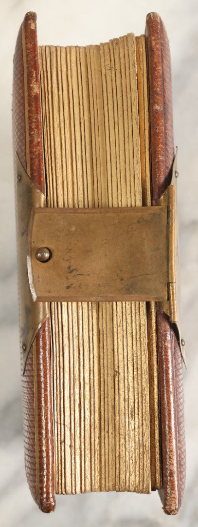 Lot 145 - Antique Photo Album With Gold Lettering On Spine, Plain Cover, Containing 27 Tintypes, 3 Snapshots, And 3 Religious Filler Cards (All Pages Included In Pictures)