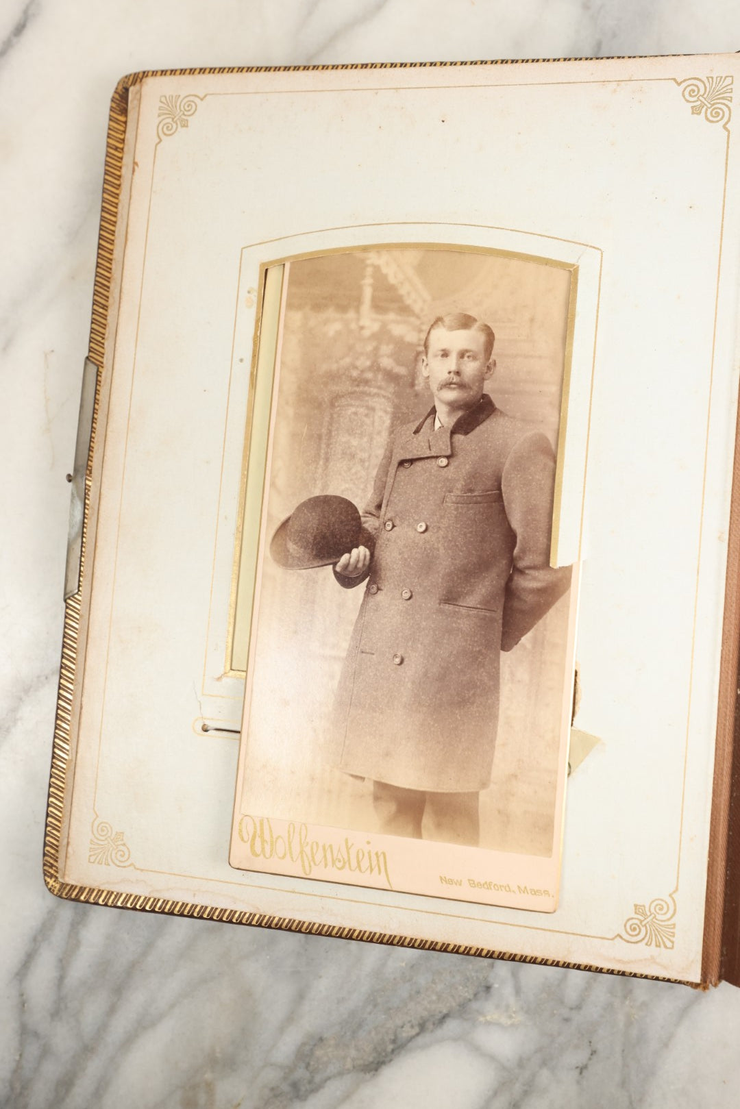 Lot 148 - Antique Cabinet Card Photo Album With Woman And Birds On Cover, Containing 25 Cabinet Cards And 12 Carte De Visite C.D.V. Photographs (All Pages Included In Pictures)