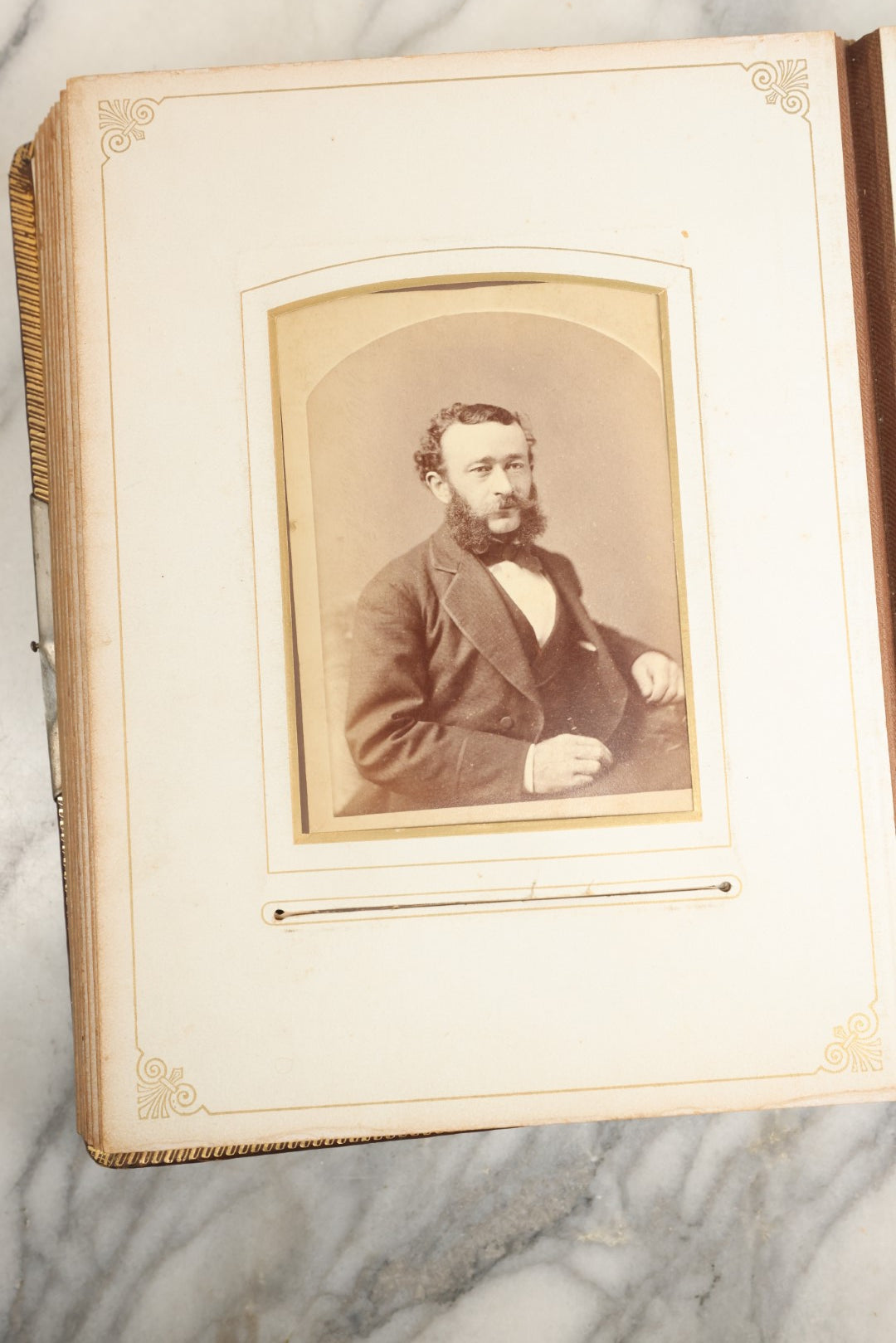 Lot 148 - Antique Cabinet Card Photo Album With Woman And Birds On Cover, Containing 25 Cabinet Cards And 12 Carte De Visite C.D.V. Photographs (All Pages Included In Pictures)