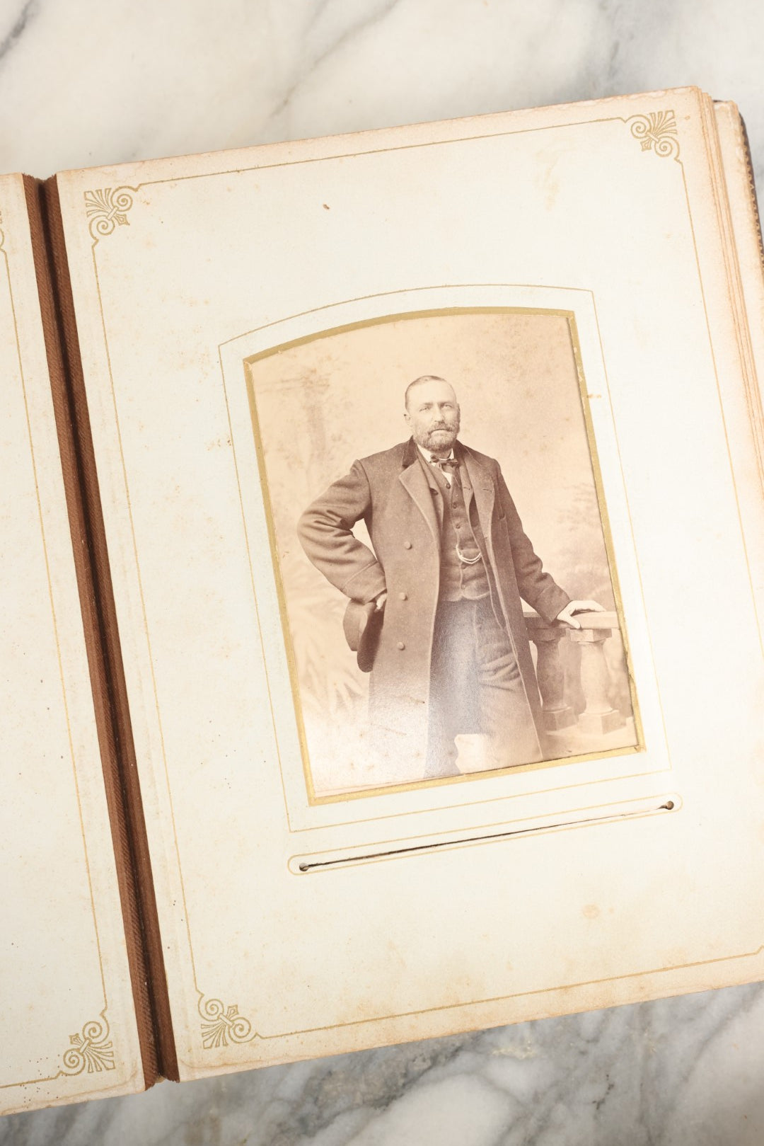 Lot 148 - Antique Cabinet Card Photo Album With Woman And Birds On Cover, Containing 25 Cabinet Cards And 12 Carte De Visite C.D.V. Photographs (All Pages Included In Pictures)