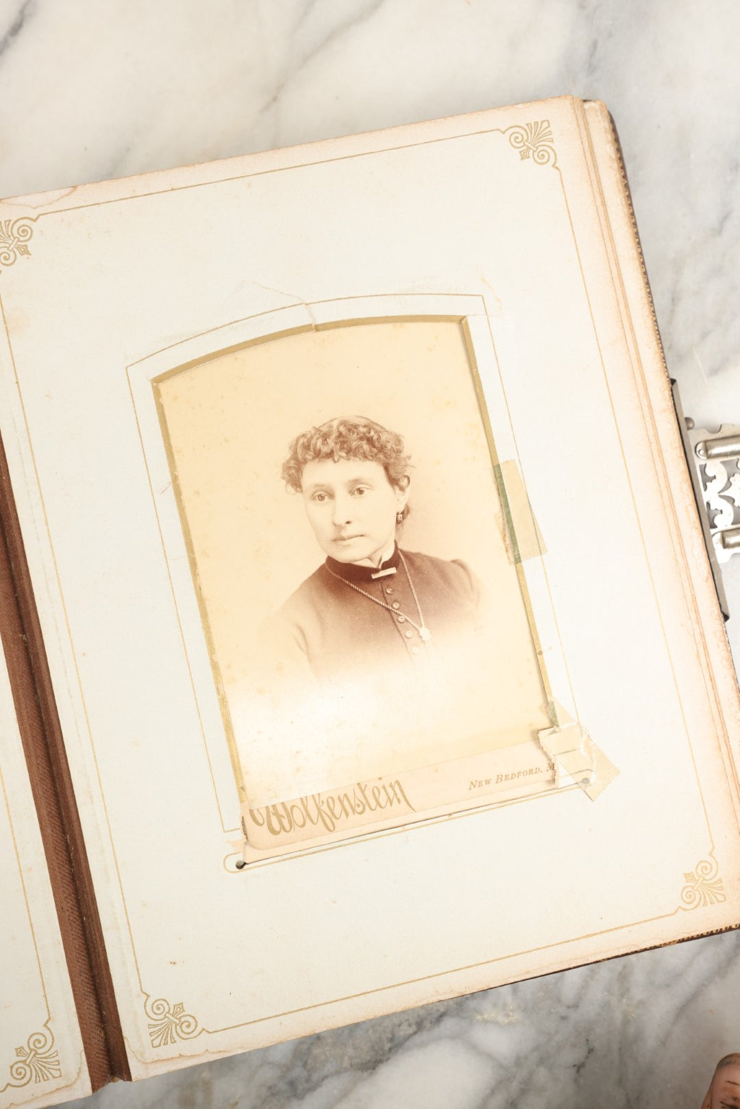 Lot 148 - Antique Cabinet Card Photo Album With Woman And Birds On Cover, Containing 25 Cabinet Cards And 12 Carte De Visite C.D.V. Photographs (All Pages Included In Pictures)