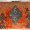 Lot 149 - Antique Cabinet Card Photo Album With Silverplate "Our Friends" Plaque, Columbus Decoration, Red Velvet Cover, Containing 19 Cabinet Cards, One Tintype, And 3 C.D.V. Photos, Rough Condition (All Pages Included In Pictures)