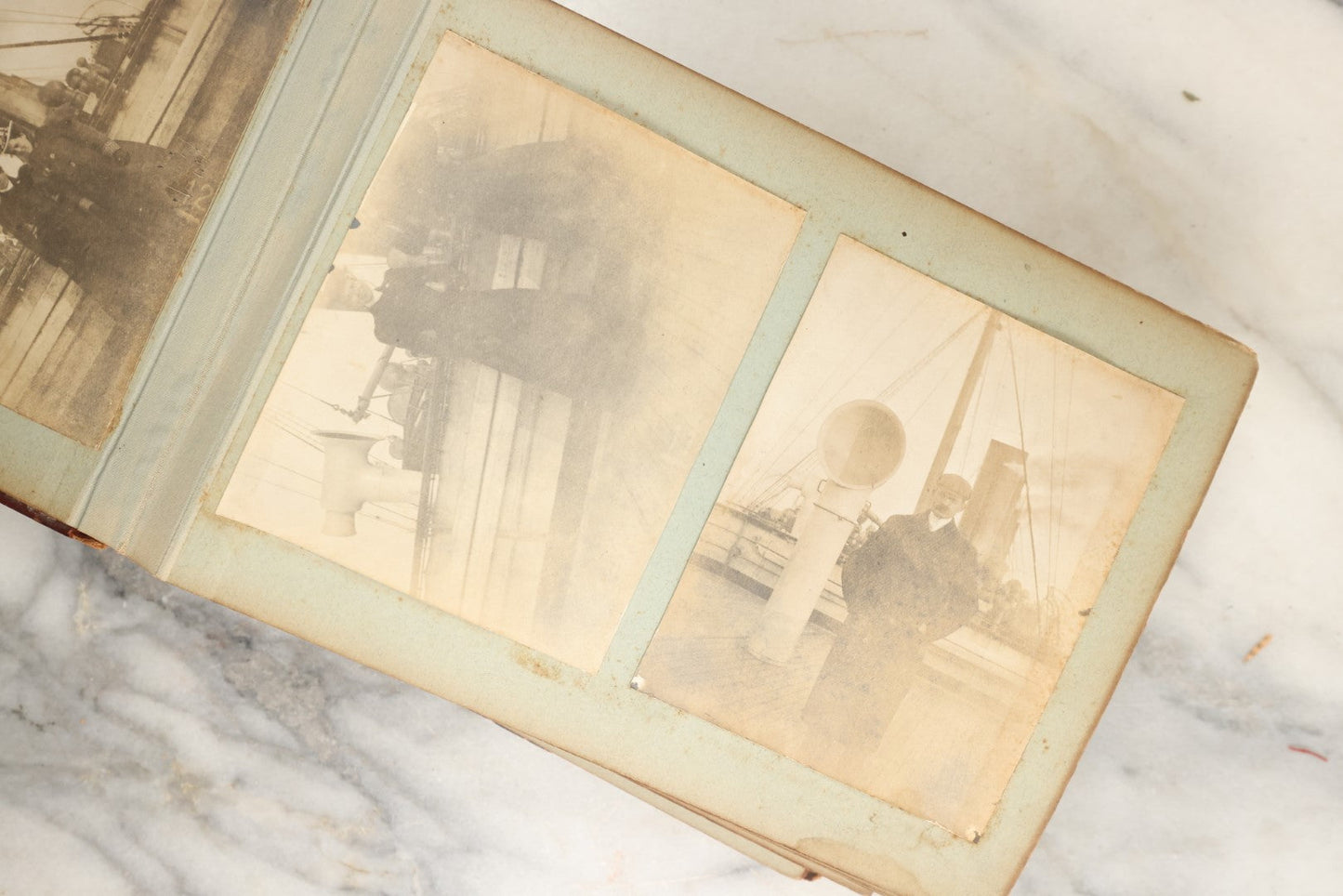 Lot 150 - Antique Late 19th Century Snapshot Travel Photo Album Of A Trip To Germany And Europe, Including Photos Aboard The Ss Kaiser Wilhelm Der Grosse, The Largest Ship In The World At The Time, 1898, 40+ Photos, Many Blank Pages (All Pages Included In Pictures)