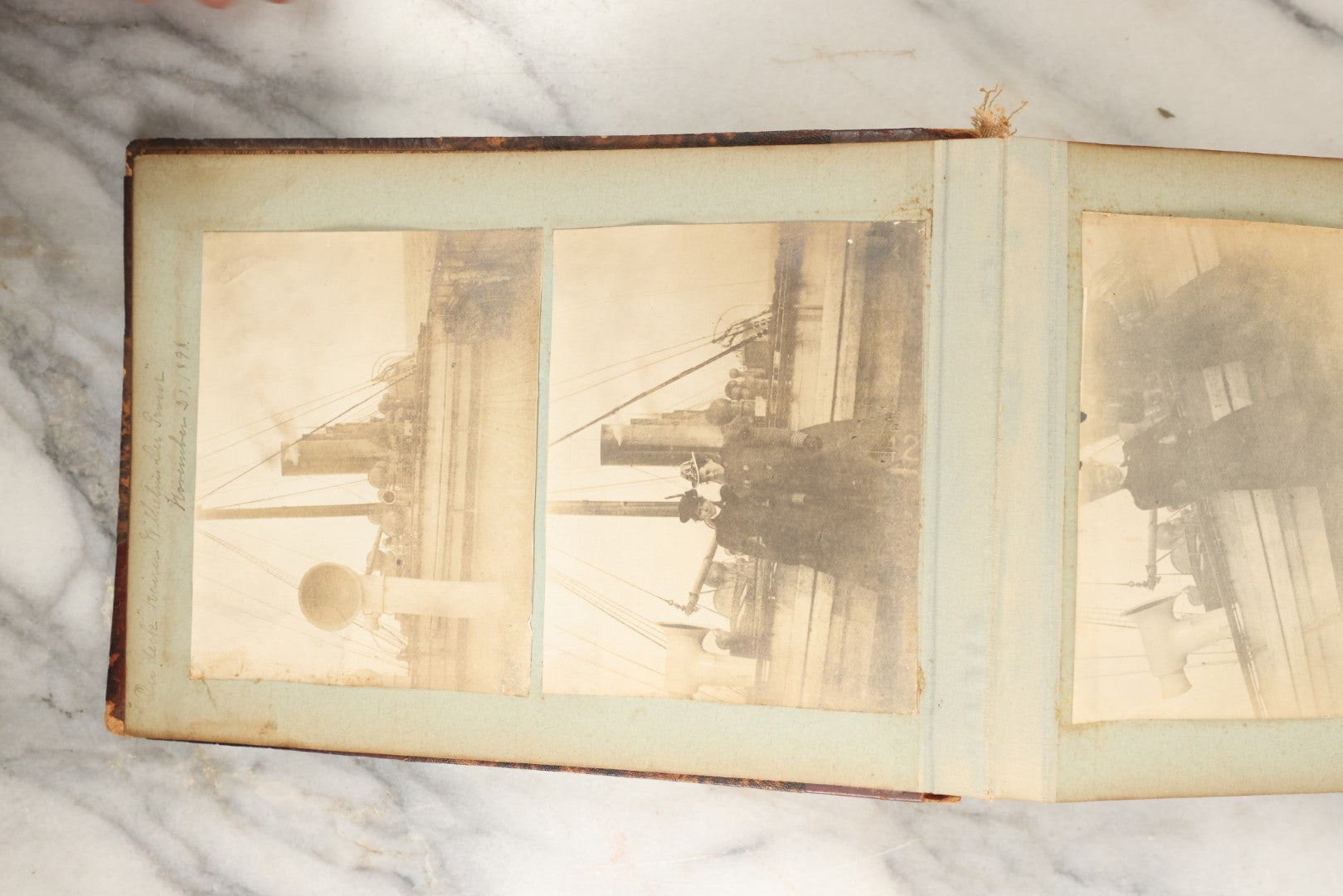 Lot 150 - Antique Late 19th Century Snapshot Travel Photo Album Of A Trip To Germany And Europe, Including Photos Aboard The Ss Kaiser Wilhelm Der Grosse, The Largest Ship In The World At The Time, 1898, 40+ Photos, Many Blank Pages (All Pages Included In Pictures)