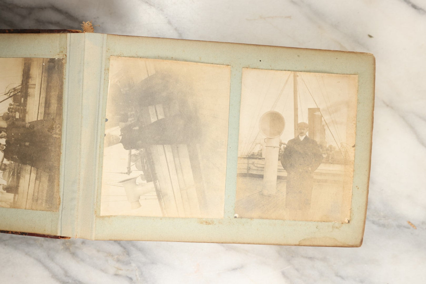 Lot 150 - Antique Late 19th Century Snapshot Travel Photo Album Of A Trip To Germany And Europe, Including Photos Aboard The Ss Kaiser Wilhelm Der Grosse, The Largest Ship In The World At The Time, 1898, 40+ Photos, Many Blank Pages (All Pages Included In Pictures)