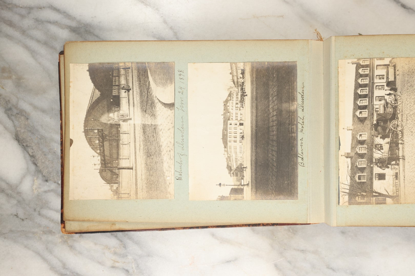 Lot 150 - Antique Late 19th Century Snapshot Travel Photo Album Of A Trip To Germany And Europe, Including Photos Aboard The Ss Kaiser Wilhelm Der Grosse, The Largest Ship In The World At The Time, 1898, 40+ Photos, Many Blank Pages (All Pages Included In Pictures)