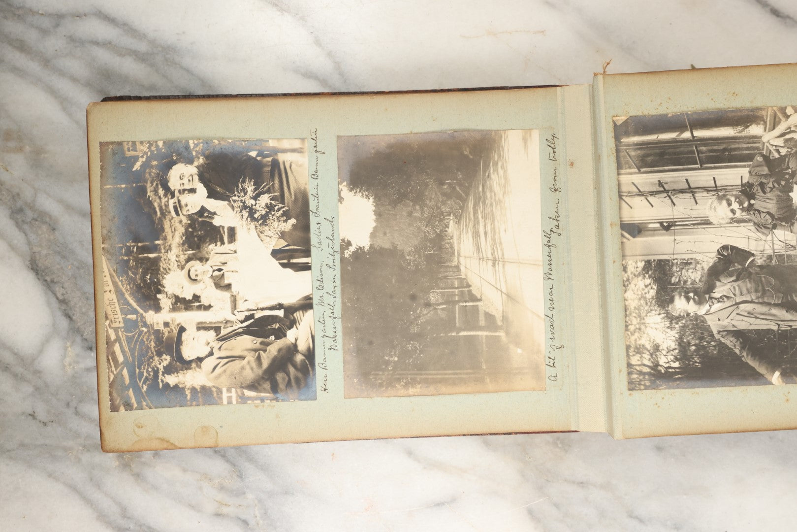 Lot 150 - Antique Late 19th Century Snapshot Travel Photo Album Of A Trip To Germany And Europe, Including Photos Aboard The Ss Kaiser Wilhelm Der Grosse, The Largest Ship In The World At The Time, 1898, 40+ Photos, Many Blank Pages (All Pages Included In Pictures)