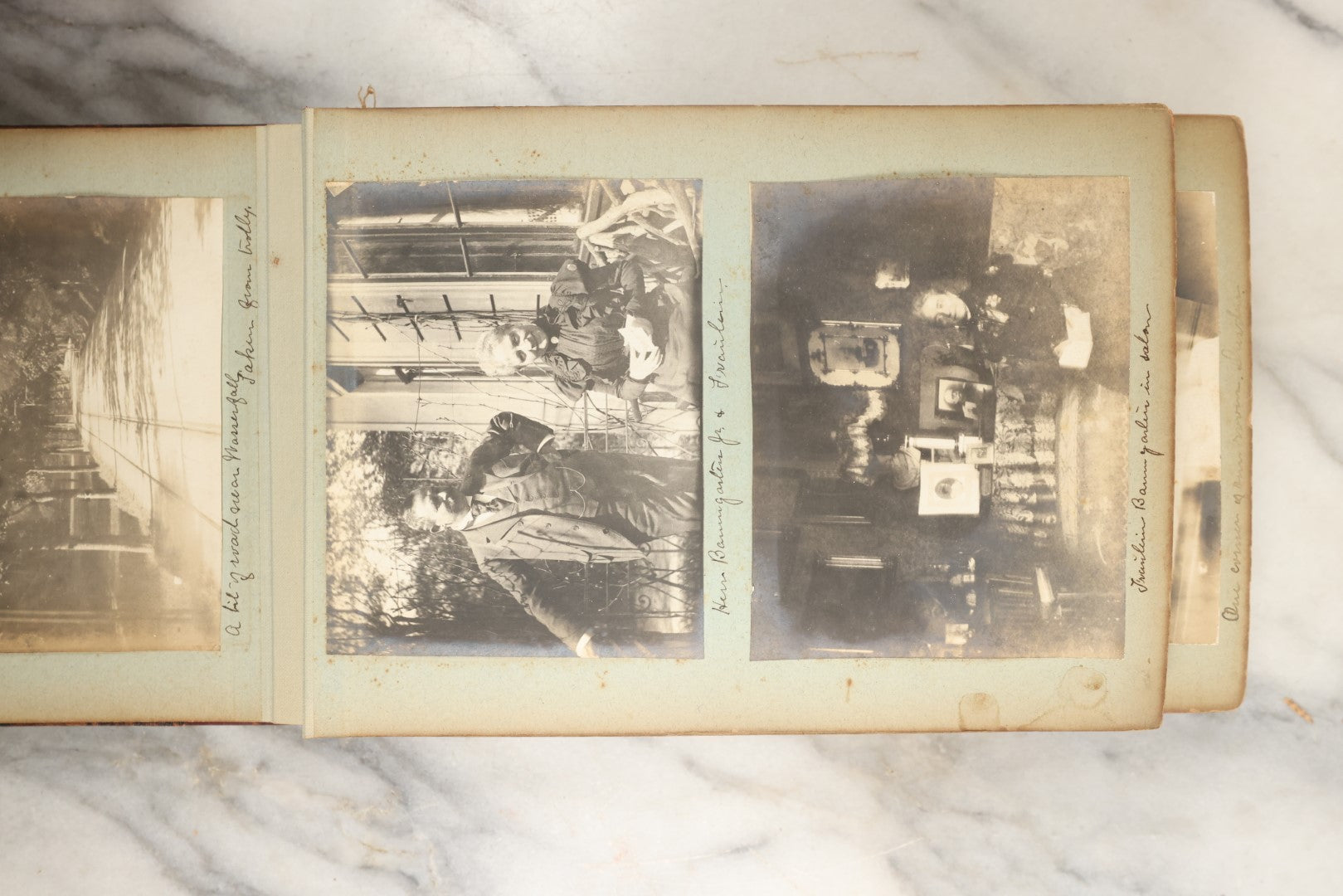 Lot 150 - Antique Late 19th Century Snapshot Travel Photo Album Of A Trip To Germany And Europe, Including Photos Aboard The Ss Kaiser Wilhelm Der Grosse, The Largest Ship In The World At The Time, 1898, 40+ Photos, Many Blank Pages (All Pages Included In Pictures)