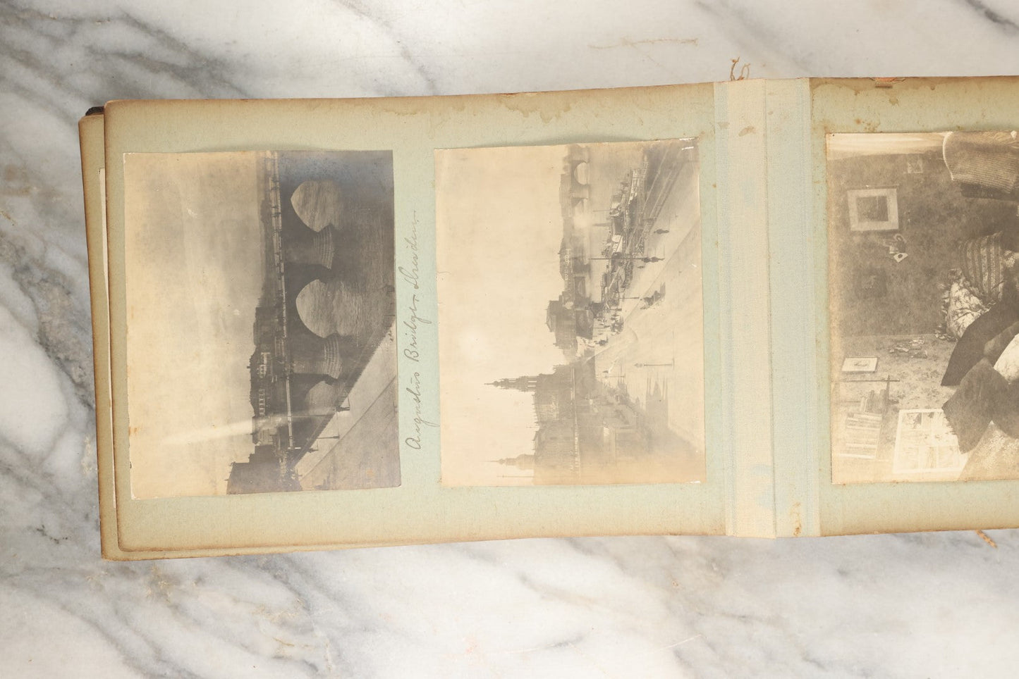 Lot 150 - Antique Late 19th Century Snapshot Travel Photo Album Of A Trip To Germany And Europe, Including Photos Aboard The Ss Kaiser Wilhelm Der Grosse, The Largest Ship In The World At The Time, 1898, 40+ Photos, Many Blank Pages (All Pages Included In Pictures)