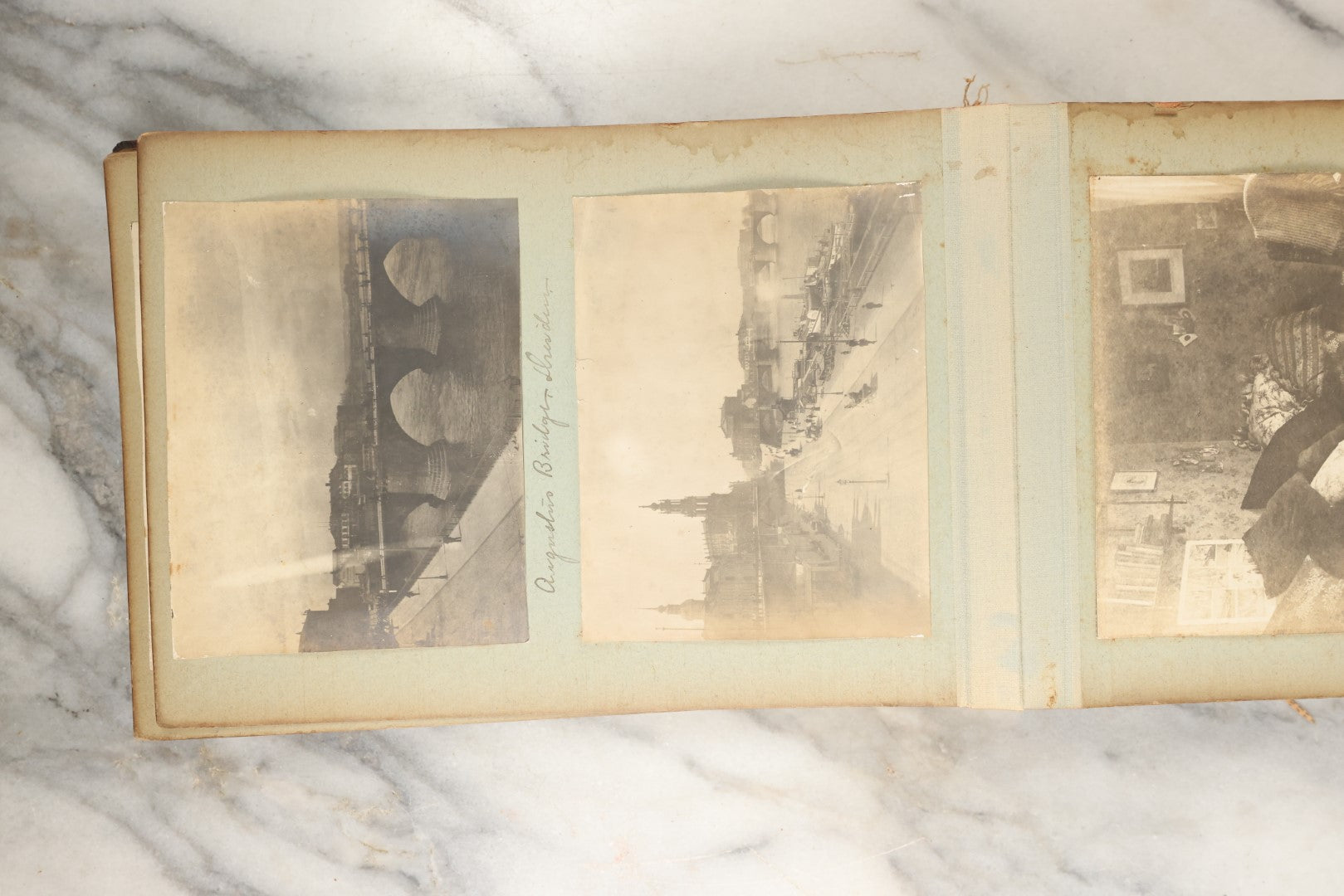 Lot 150 - Antique Late 19th Century Snapshot Travel Photo Album Of A Trip To Germany And Europe, Including Photos Aboard The Ss Kaiser Wilhelm Der Grosse, The Largest Ship In The World At The Time, 1898, 40+ Photos, Many Blank Pages (All Pages Included In Pictures)