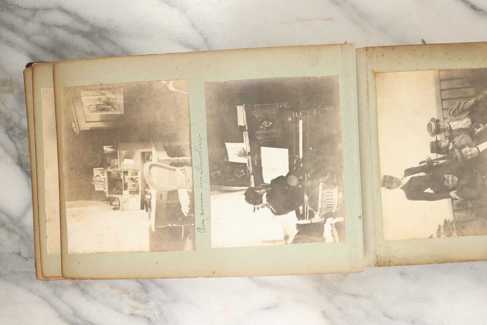 Lot 150 - Antique Late 19th Century Snapshot Travel Photo Album Of A Trip To Germany And Europe, Including Photos Aboard The Ss Kaiser Wilhelm Der Grosse, The Largest Ship In The World At The Time, 1898, 40+ Photos, Many Blank Pages (All Pages Included In Pictures)