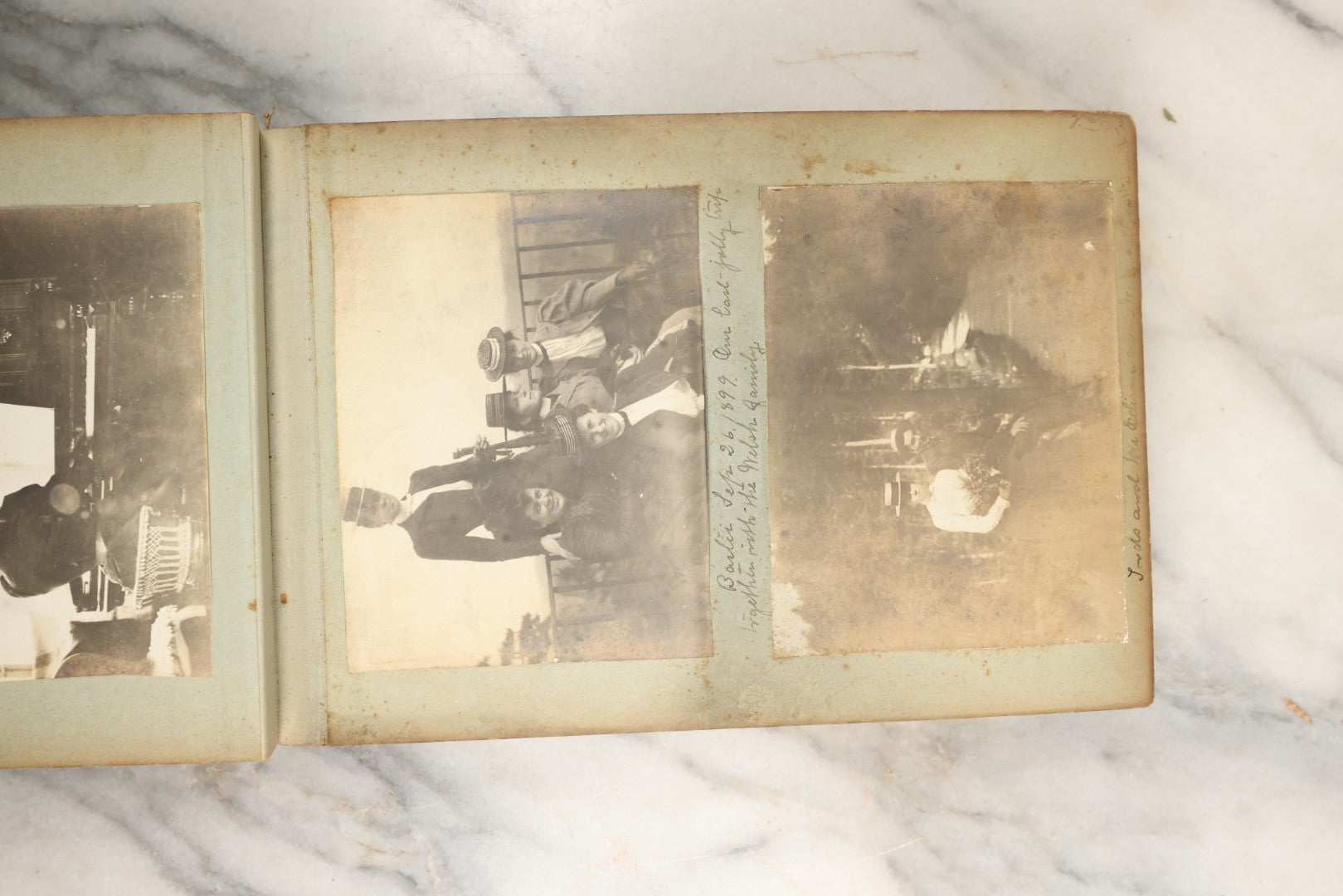 Lot 150 - Antique Late 19th Century Snapshot Travel Photo Album Of A Trip To Germany And Europe, Including Photos Aboard The Ss Kaiser Wilhelm Der Grosse, The Largest Ship In The World At The Time, 1898, 40+ Photos, Many Blank Pages (All Pages Included In Pictures)