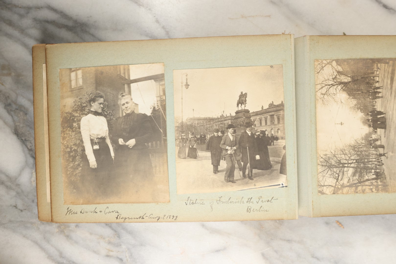 Lot 150 - Antique Late 19th Century Snapshot Travel Photo Album Of A Trip To Germany And Europe, Including Photos Aboard The Ss Kaiser Wilhelm Der Grosse, The Largest Ship In The World At The Time, 1898, 40+ Photos, Many Blank Pages (All Pages Included In Pictures)