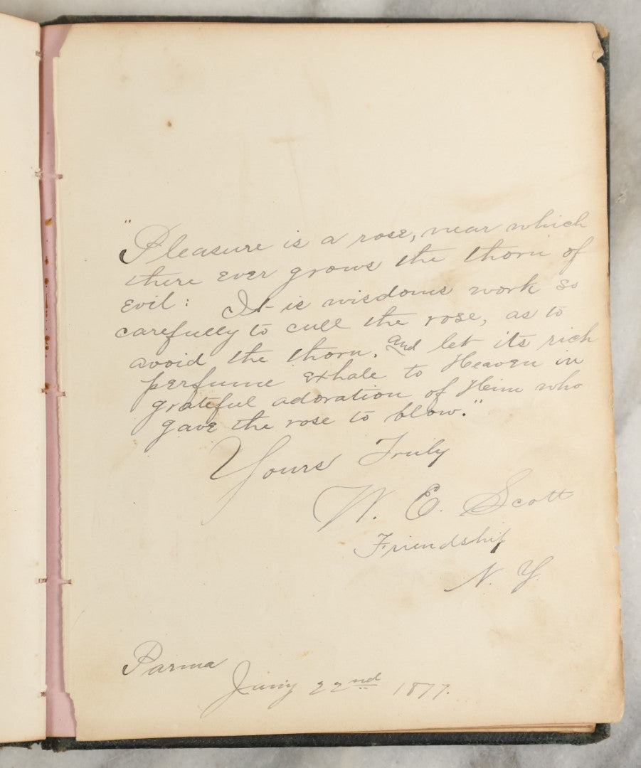 Lot 152 - Antique "The Pet Album" Autograph Album With Many Engravings, Mostly Empty, Signatures, Poems, And More, Presented To Gertie On Her 15th Birthday, May 1864