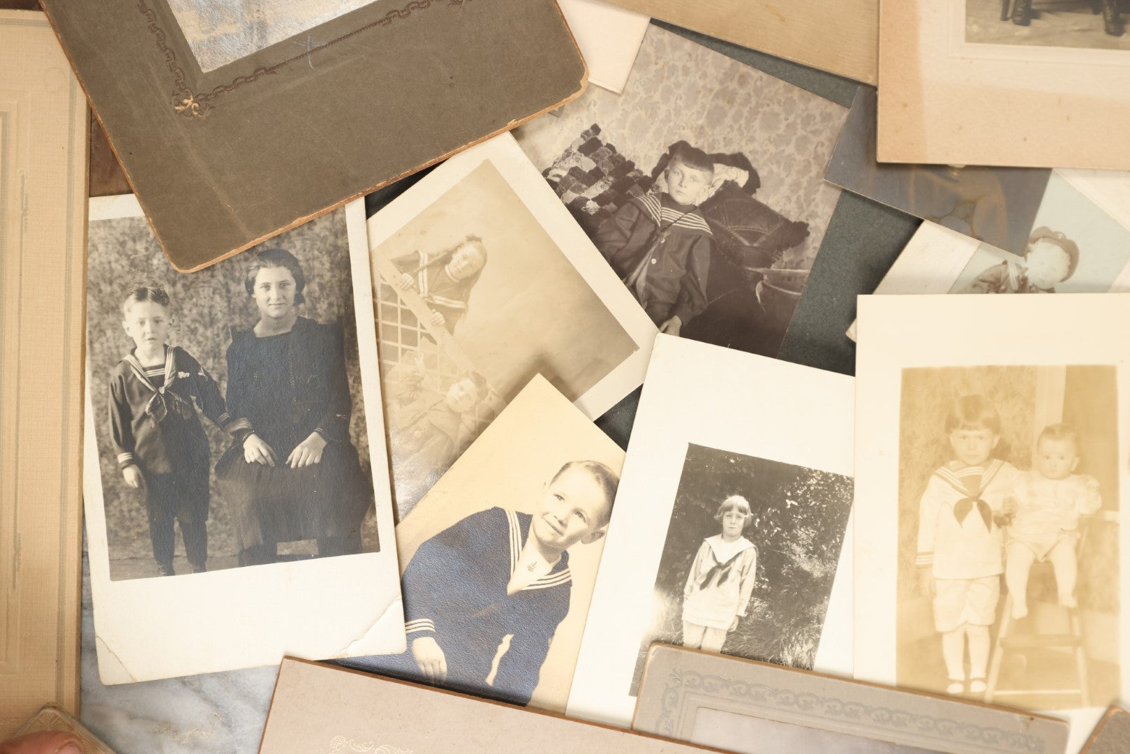 Lot 153 - Unique Collection Grouping Of 25+ Antique And Vintage Photographs Of Children Dressed In Sailors Uniforms, Costumes, One Lot One Money