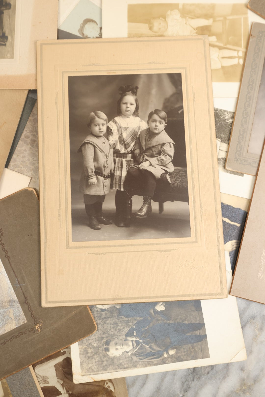 Lot 153 - Unique Collection Grouping Of 25+ Antique And Vintage Photographs Of Children Dressed In Sailors Uniforms, Costumes, One Lot One Money