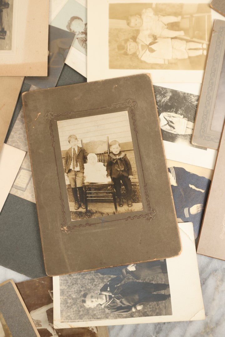 Lot 153 - Unique Collection Grouping Of 25+ Antique And Vintage Photographs Of Children Dressed In Sailors Uniforms, Costumes, One Lot One Money