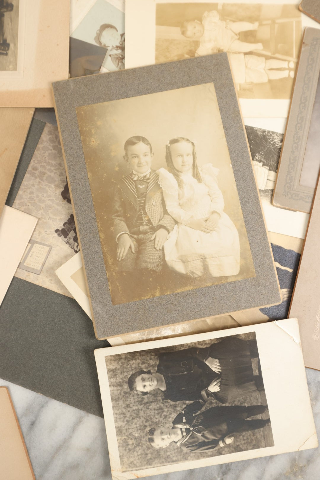 Lot 153 - Unique Collection Grouping Of 25+ Antique And Vintage Photographs Of Children Dressed In Sailors Uniforms, Costumes, One Lot One Money