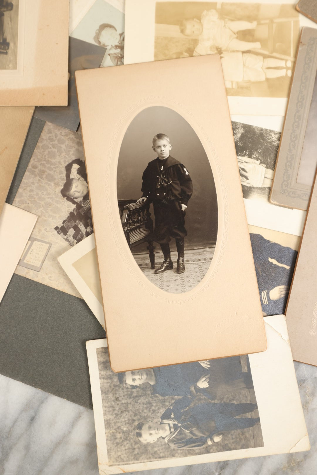 Lot 153 - Unique Collection Grouping Of 25+ Antique And Vintage Photographs Of Children Dressed In Sailors Uniforms, Costumes, One Lot One Money