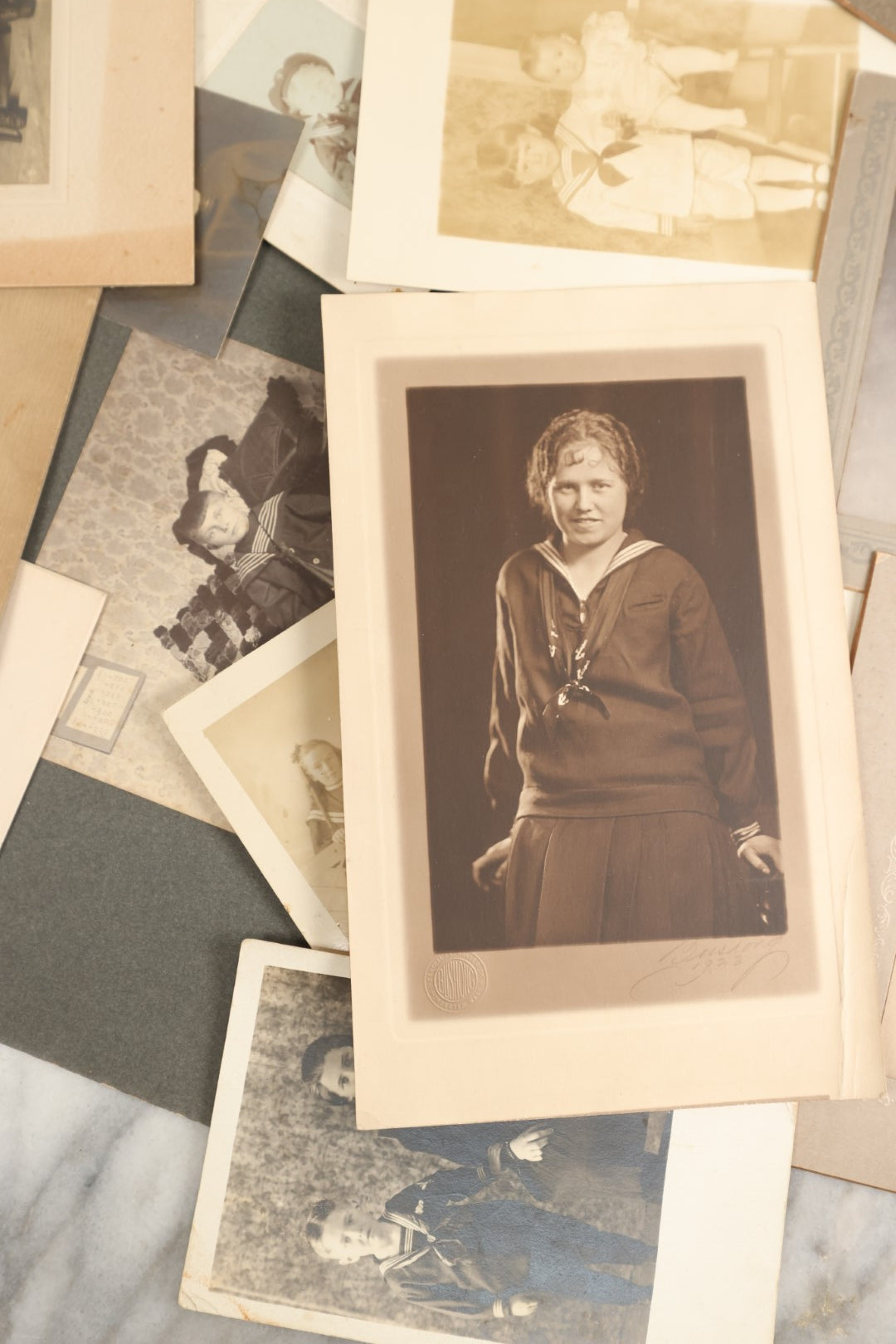 Lot 153 - Unique Collection Grouping Of 25+ Antique And Vintage Photographs Of Children Dressed In Sailors Uniforms, Costumes, One Lot One Money