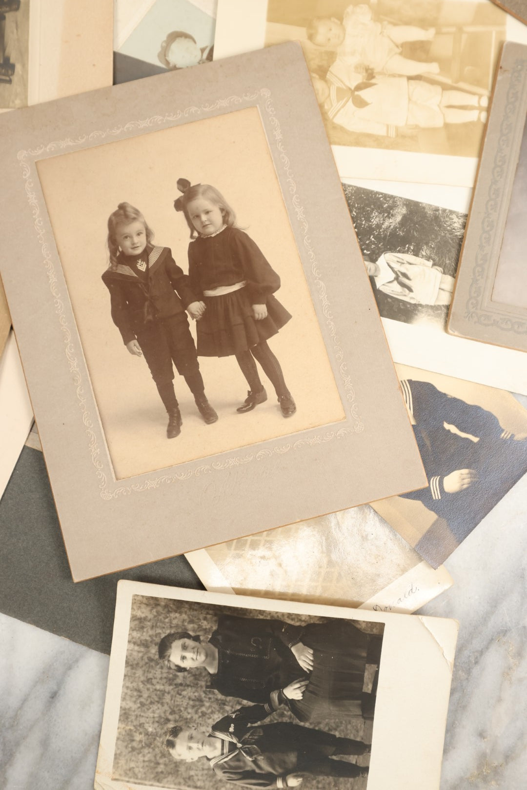 Lot 153 - Unique Collection Grouping Of 25+ Antique And Vintage Photographs Of Children Dressed In Sailors Uniforms, Costumes, One Lot One Money