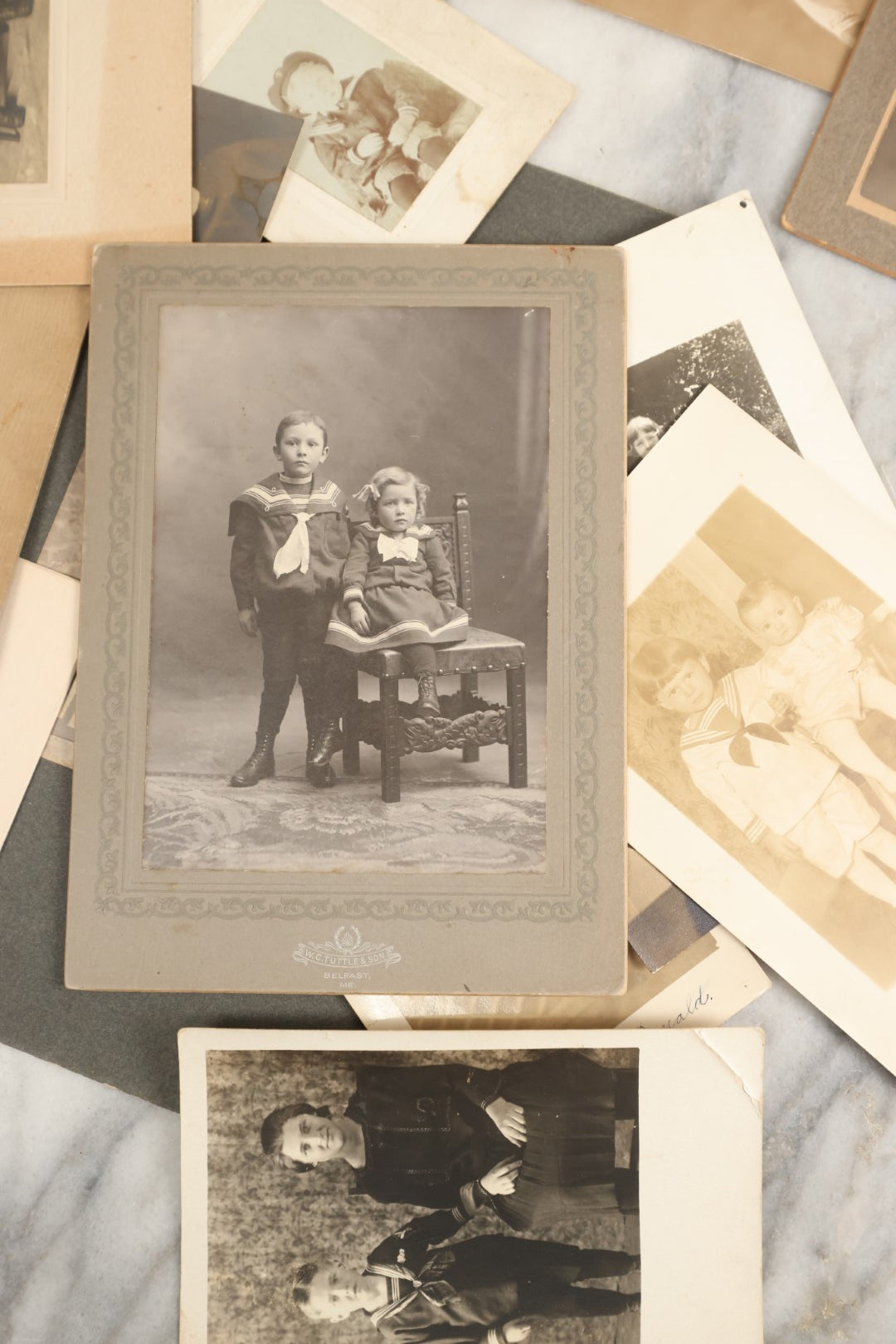 Lot 153 - Unique Collection Grouping Of 25+ Antique And Vintage Photographs Of Children Dressed In Sailors Uniforms, Costumes, One Lot One Money