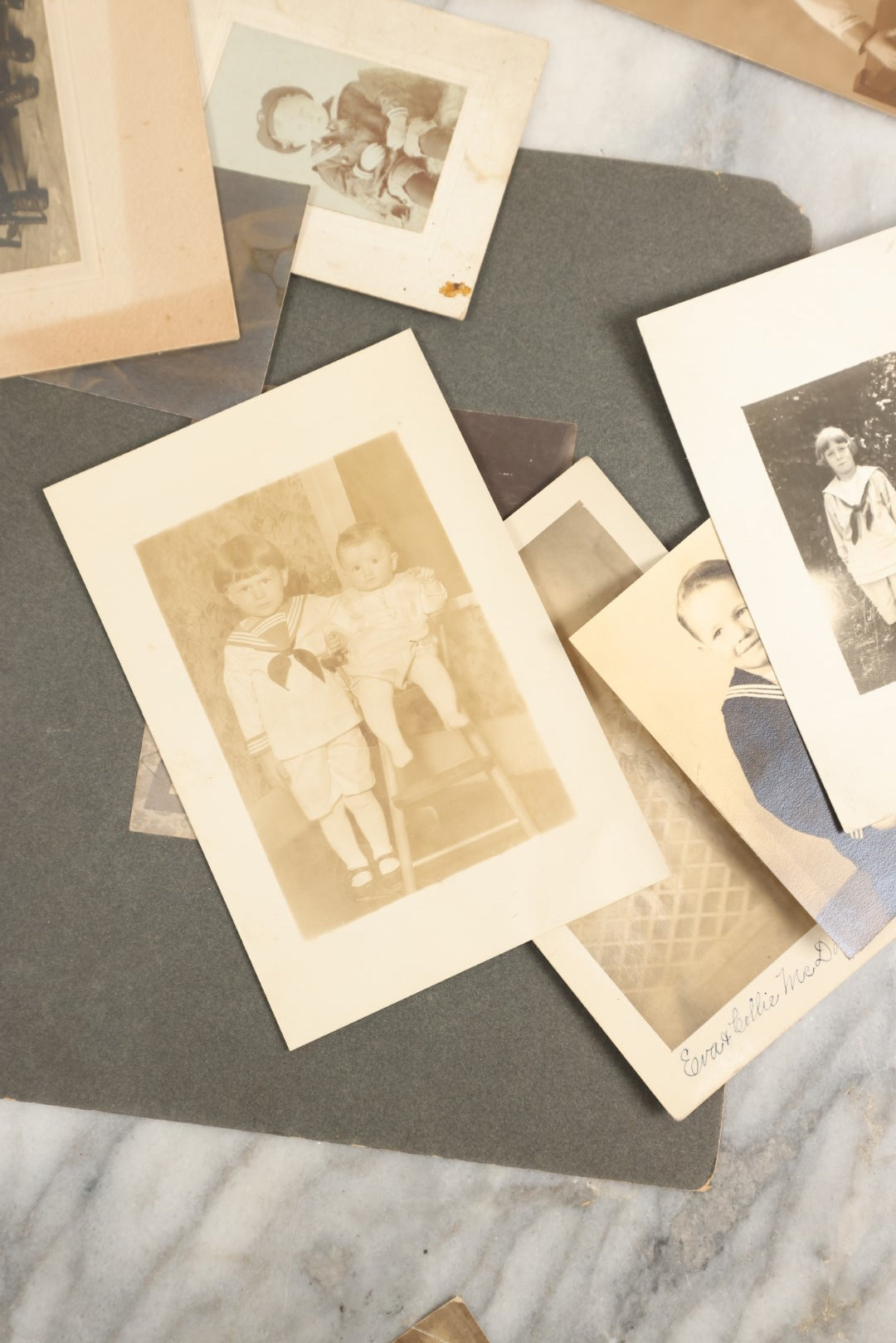 Lot 153 - Unique Collection Grouping Of 25+ Antique And Vintage Photographs Of Children Dressed In Sailors Uniforms, Costumes, One Lot One Money