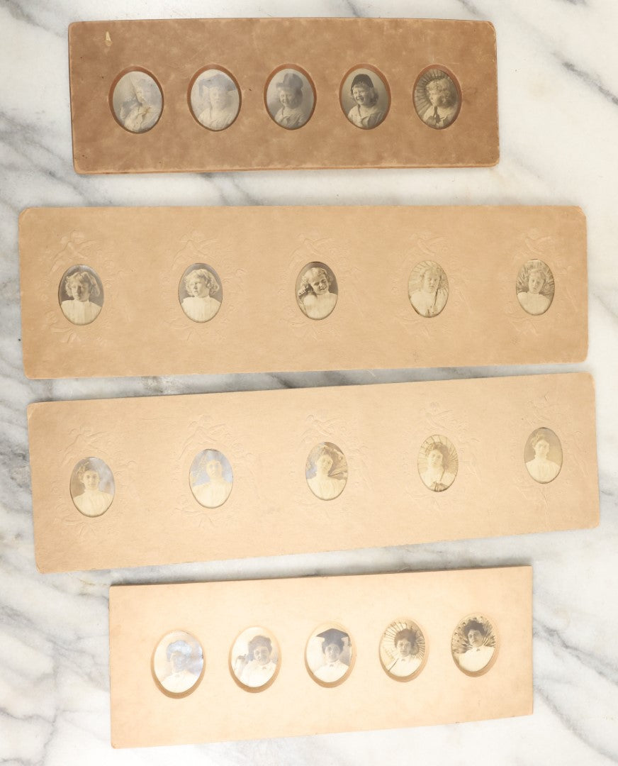 Lot 154 - Collection Of Four Photo Strips Containing Small Snapshot Photos Of Women, Girls, Graduates, And More