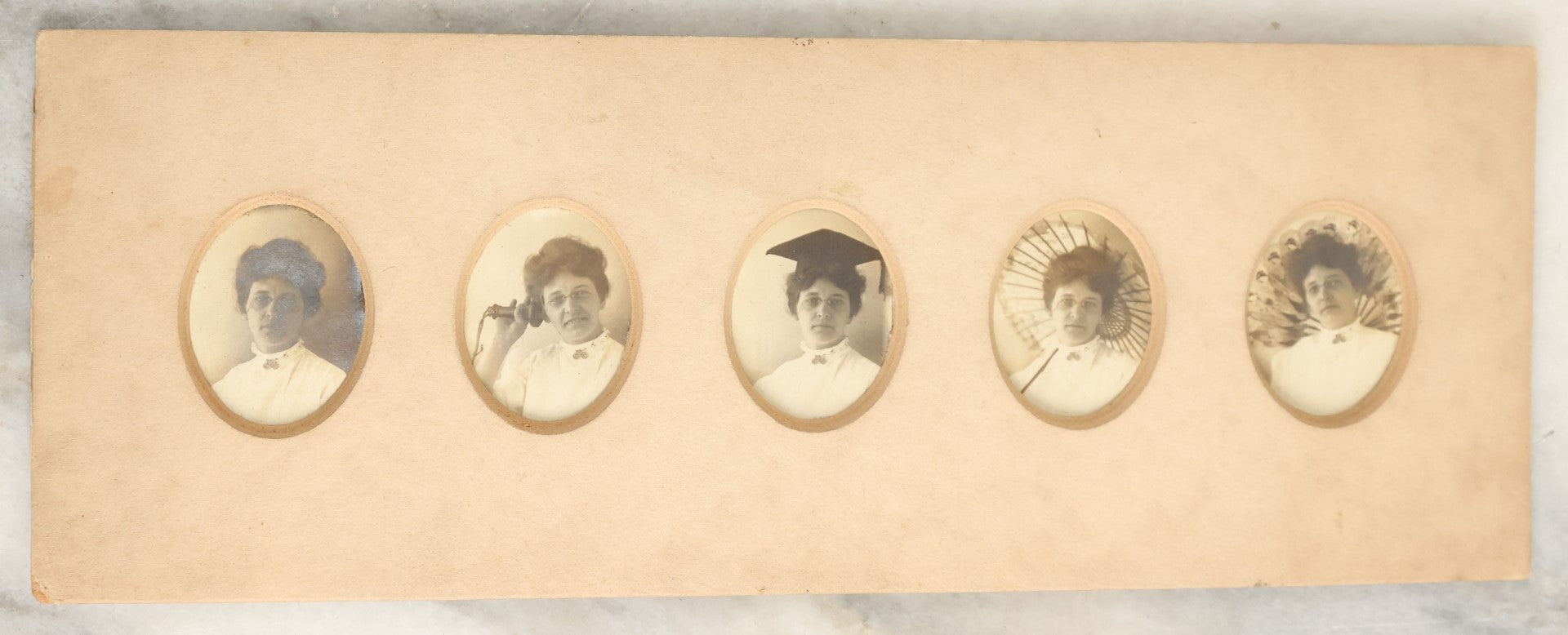 Lot 154 - Collection Of Four Photo Strips Containing Small Snapshot Photos Of Women, Girls, Graduates, And More