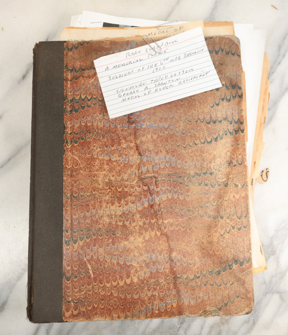 Lot 156 - Important Antique Scrapbook Containing Documents Relating To Veterans Of The Spanish American War, Service In Puerto Rico, Including A Signed Letter From Col. George R. Shanton, Cowboy, Rough Rider, And Medal Of Honor Recipient