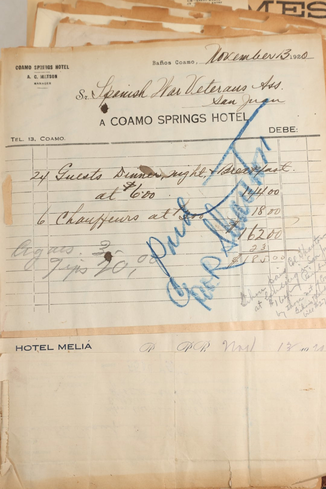 Lot 156 - Important Antique Scrapbook Containing Documents Relating To Veterans Of The Spanish American War, Service In Puerto Rico, Including A Signed Letter From Col. George R. Shanton, Cowboy, Rough Rider, And Medal Of Honor Recipient