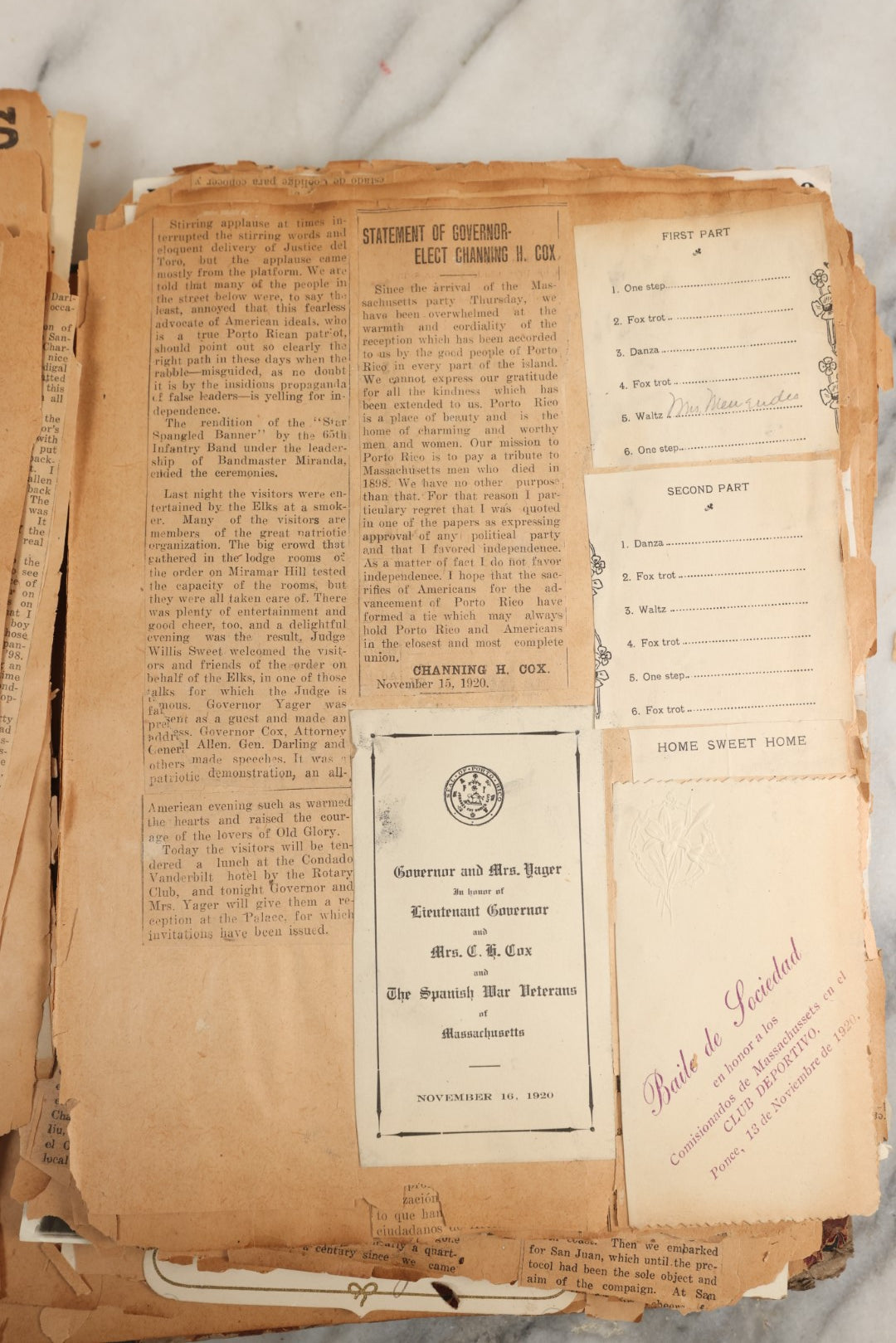 Lot 156 - Important Antique Scrapbook Containing Documents Relating To Veterans Of The Spanish American War, Service In Puerto Rico, Including A Signed Letter From Col. George R. Shanton, Cowboy, Rough Rider, And Medal Of Honor Recipient