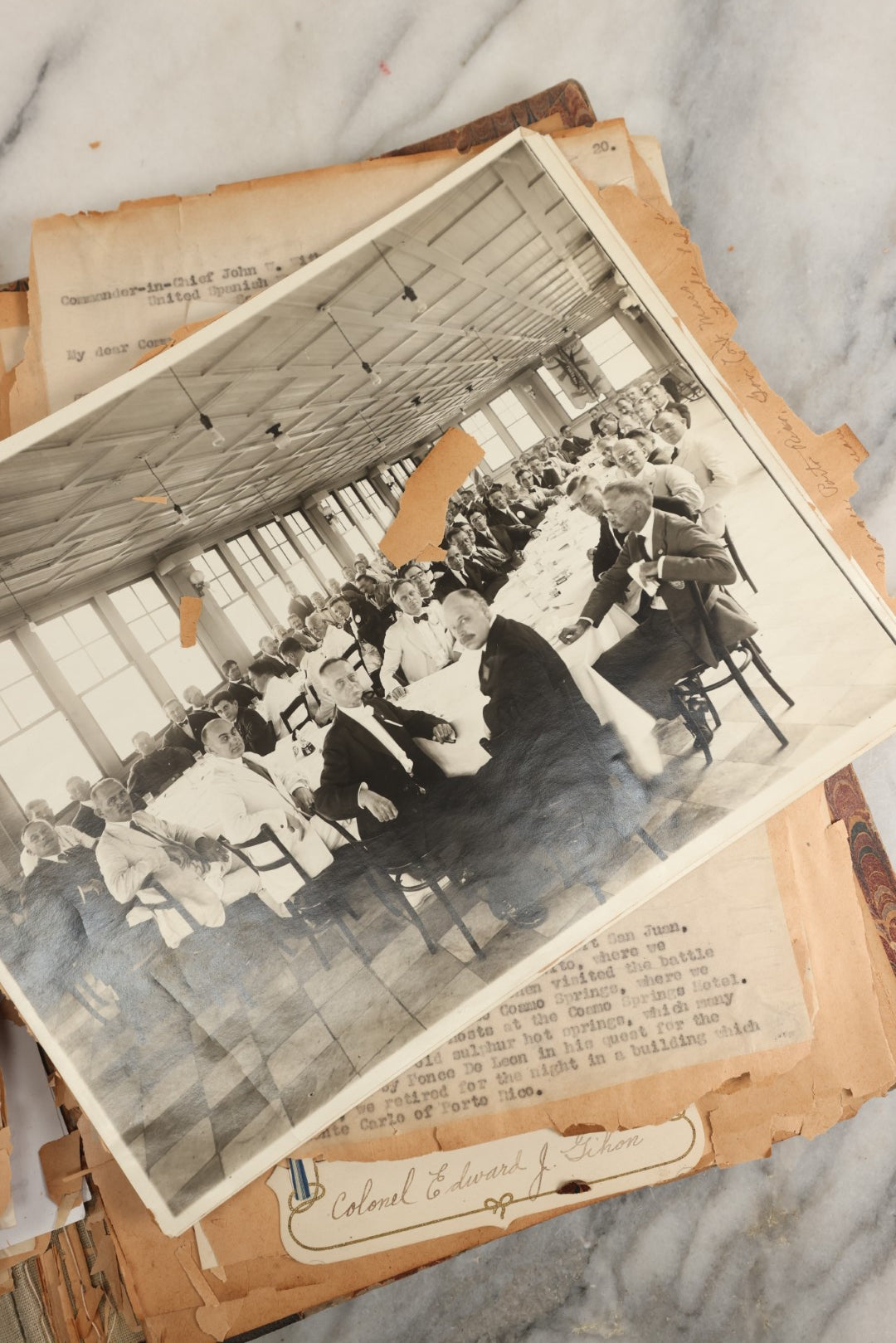 Lot 156 - Important Antique Scrapbook Containing Documents Relating To Veterans Of The Spanish American War, Service In Puerto Rico, Including A Signed Letter From Col. George R. Shanton, Cowboy, Rough Rider, And Medal Of Honor Recipient