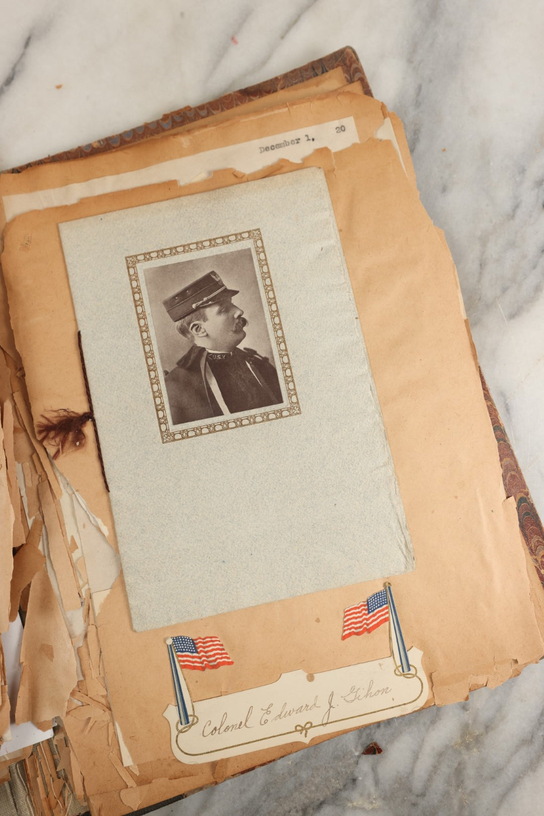 Lot 156 - Important Antique Scrapbook Containing Documents Relating To Veterans Of The Spanish American War, Service In Puerto Rico, Including A Signed Letter From Col. George R. Shanton, Cowboy, Rough Rider, And Medal Of Honor Recipient