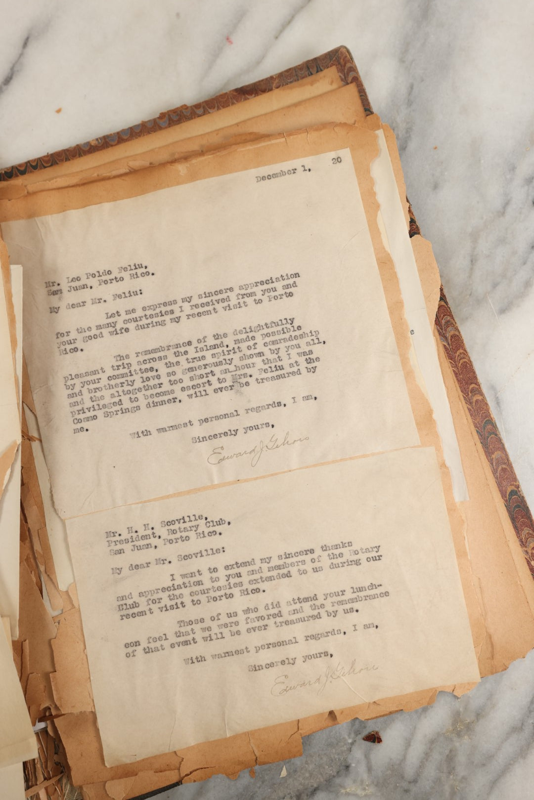 Lot 156 - Important Antique Scrapbook Containing Documents Relating To Veterans Of The Spanish American War, Service In Puerto Rico, Including A Signed Letter From Col. George R. Shanton, Cowboy, Rough Rider, And Medal Of Honor Recipient