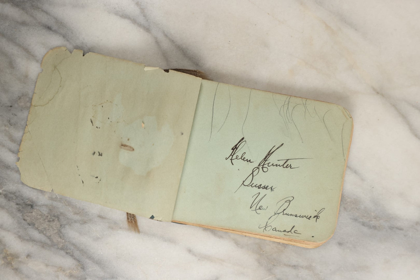 Lot 157 - Vintage Green Autograph Album With Pictogram Illustration On Cover "You Are The Apple Of My Eye," New Brunswick, Canada, March 1926