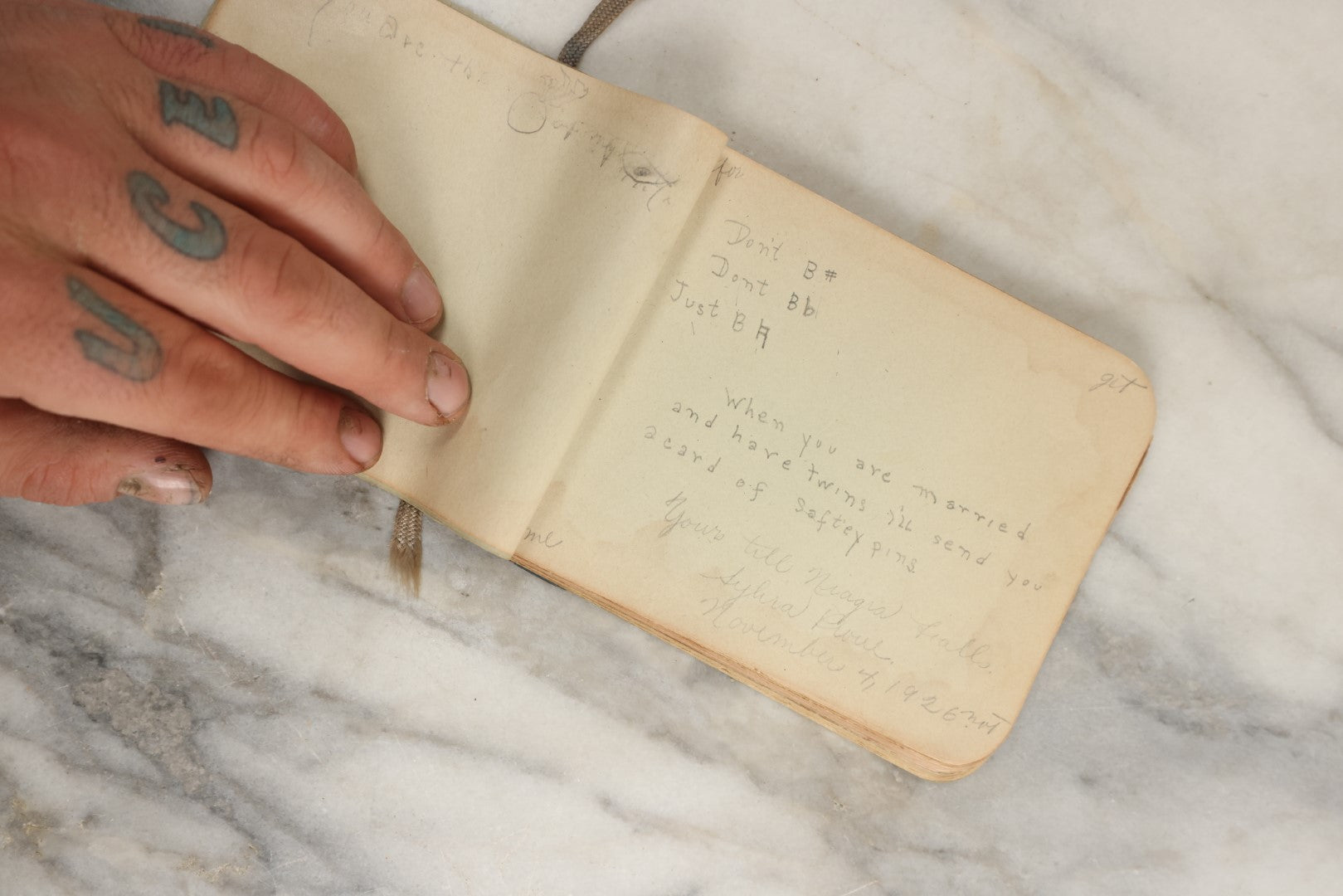 Lot 157 - Vintage Green Autograph Album With Pictogram Illustration On Cover "You Are The Apple Of My Eye," New Brunswick, Canada, March 1926