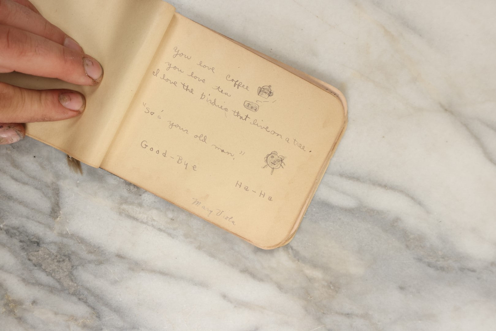 Lot 157 - Vintage Green Autograph Album With Pictogram Illustration On Cover "You Are The Apple Of My Eye," New Brunswick, Canada, March 1926