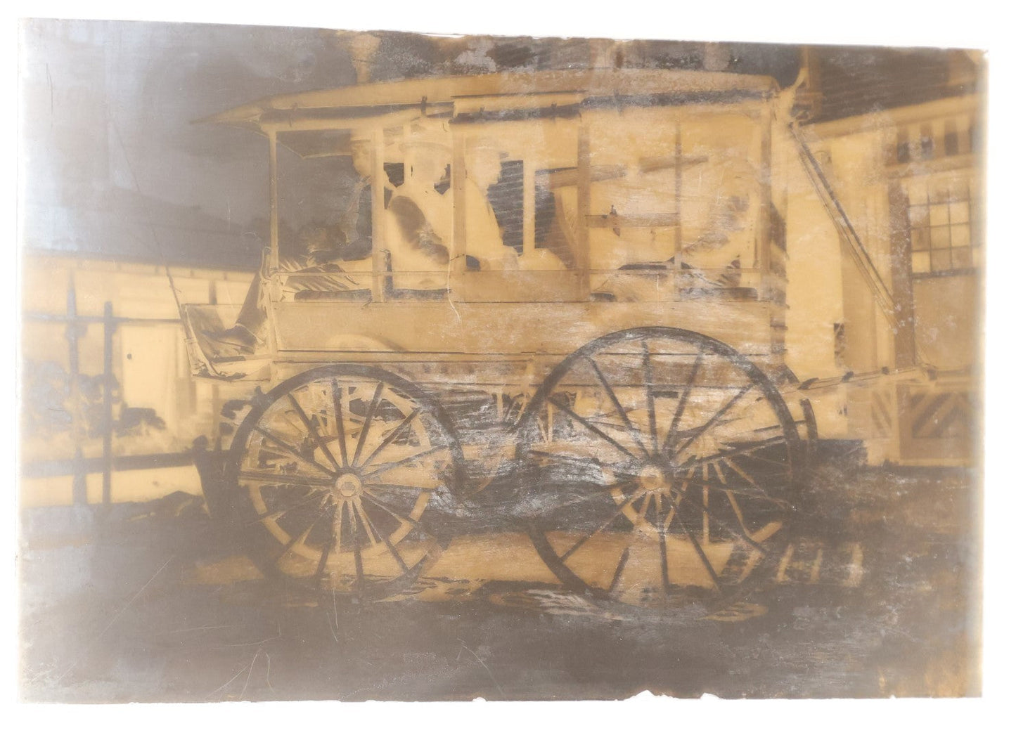 Lot 158 - Grouping Of Six Approximately 5 x 7" Antique Glass Negatives Of A Hunting Trip, Including Snow Shoeing, Hunting Dogs, Guns, Plus An Early Carriage