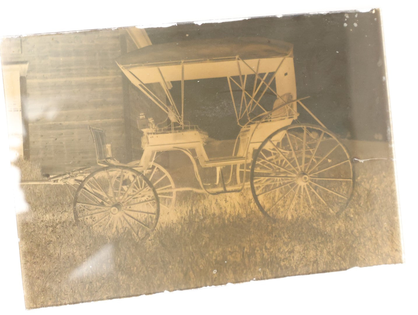 Lot 158 - Grouping Of Six Approximately 5 x 7" Antique Glass Negatives Of A Hunting Trip, Including Snow Shoeing, Hunting Dogs, Guns, Plus An Early Carriage